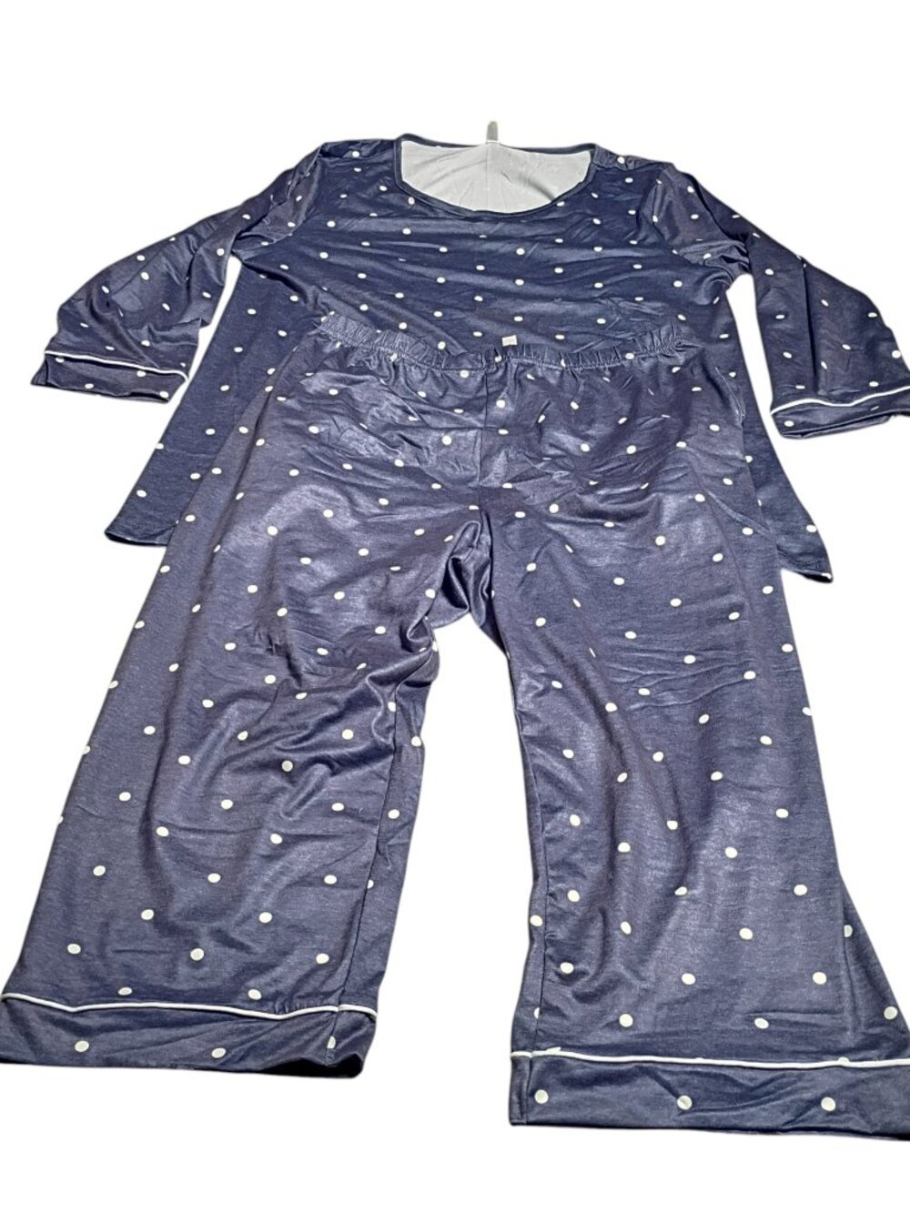 Mintreus Women's 2-Piece Satin Polka Dot Pajama Set Size: Large (L)